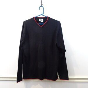 PINEAPPLE CONNECTION Black Red V-Neck Pullover Sweater Size XL